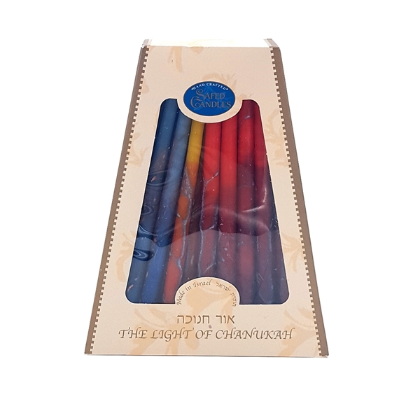אור חנוכה - נרות צבעוניים עם דוגמה
