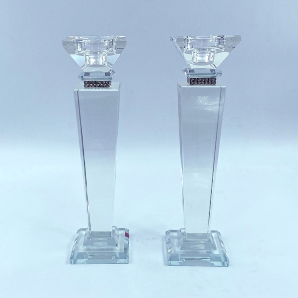 זוג פמוטי קריסטל ושיבוץ אבנים - 24 ס"מ