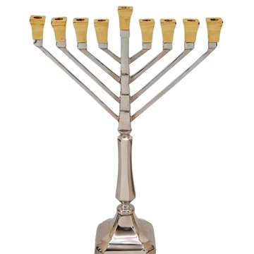 חנוכיה "BRASS NICKEL GOLD" דגם חב"ד 