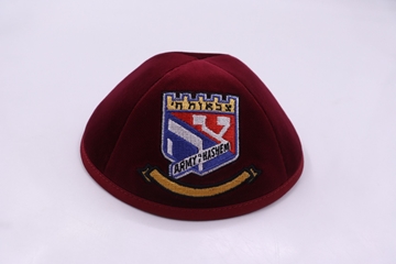 תמונה של כיפת יודאיקה קטיפה רקמת צבאות ה' בורדו