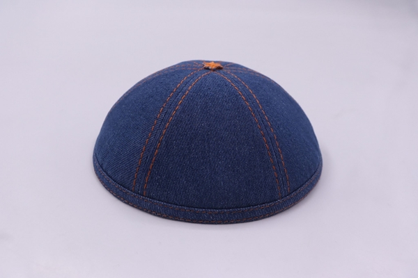 תמונה של כיפת יודאיקה דמוי ג'ינס כחול כהה